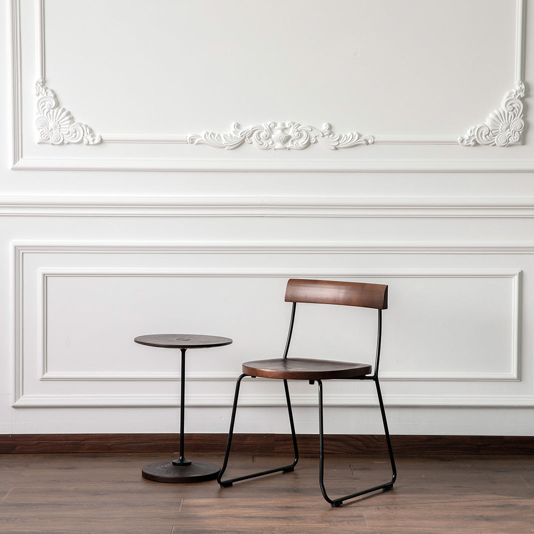 Modern Backrest Armless Wood Chair with Metal Legs for Dining Room