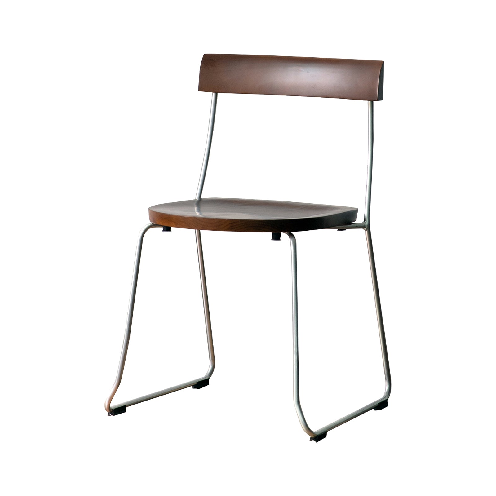 Modern Backrest Armless Wood Chair with Metal Legs for Dining Room