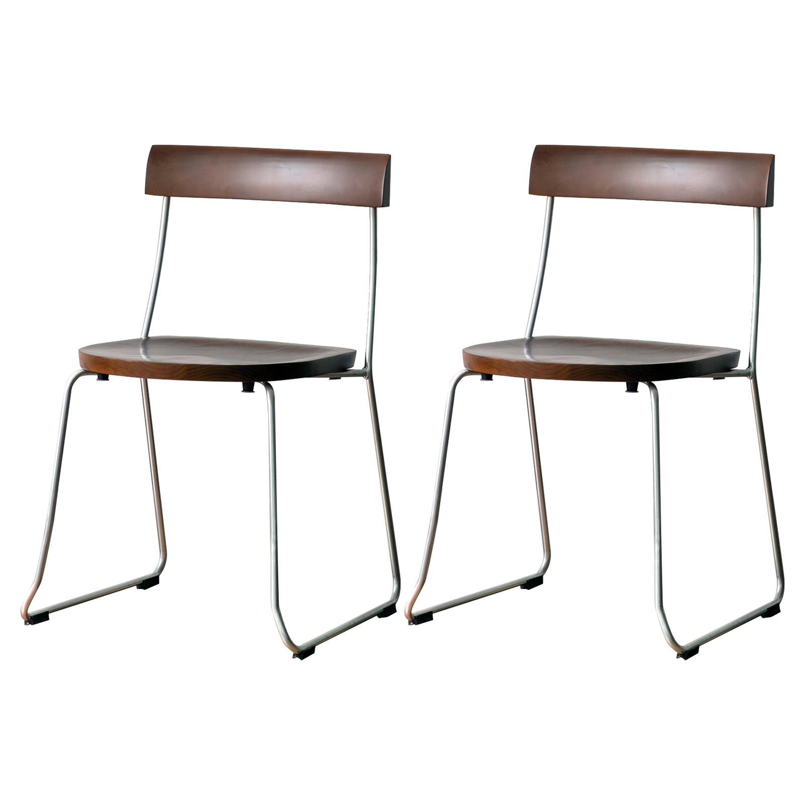 Modern Backrest Armless Wood Chair with Metal Legs for Dining Room