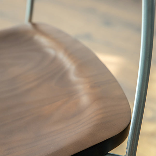 Modern Backrest Armless Wood Chair with Metal Legs for Dining Room