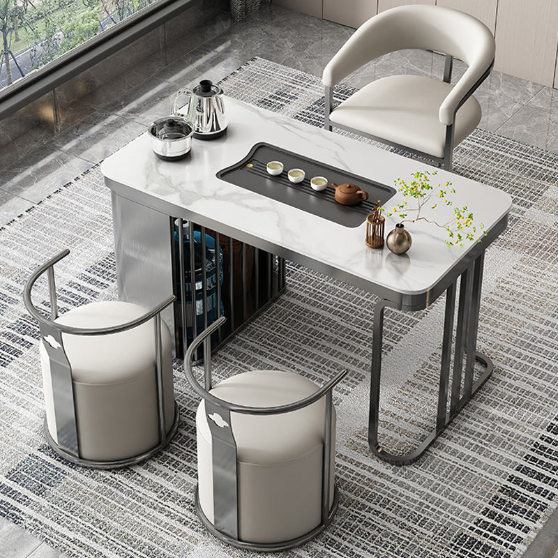 Modern Backrest Armrest Cushion Chair with Metal Base for Dining Room