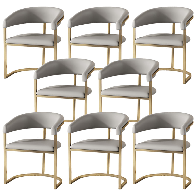 Modern Backrest Armrest Cushion Chair with Metal Base for Dining Room