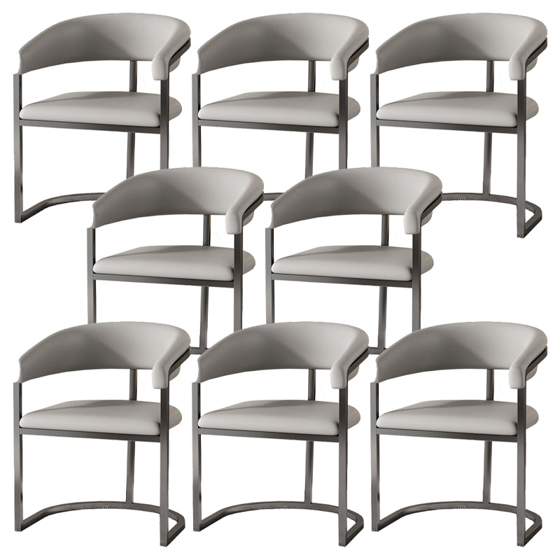 Modern Backrest Armrest Cushion Chair with Metal Base for Dining Room