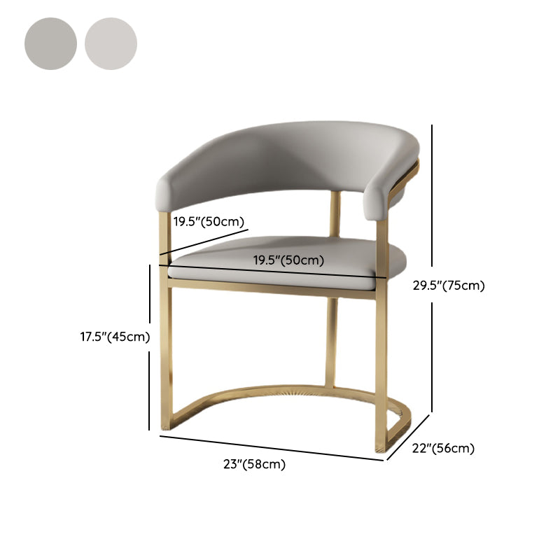 Modern Backrest Armrest Cushion Chair with Metal Base for Dining Room