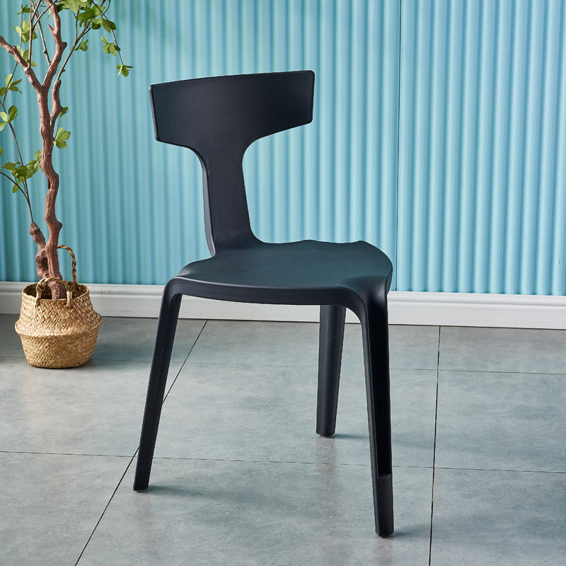 Contemporary Style Side Chair Plastic Slat Back Dining Room Chair for Indoor
