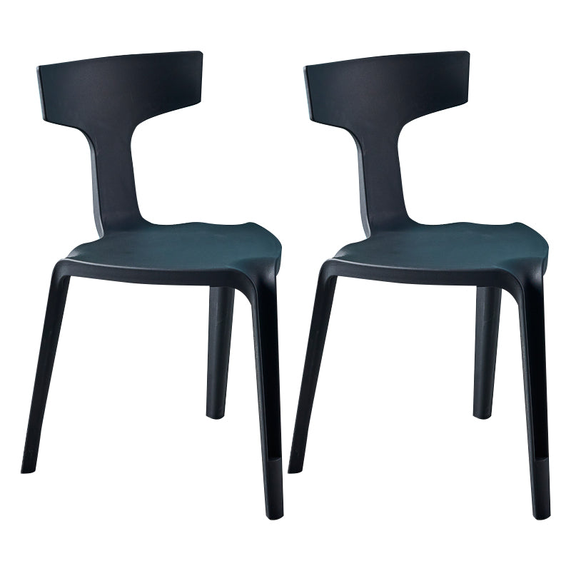 Contemporary Style Side Chair Plastic Slat Back Dining Room Chair for Indoor