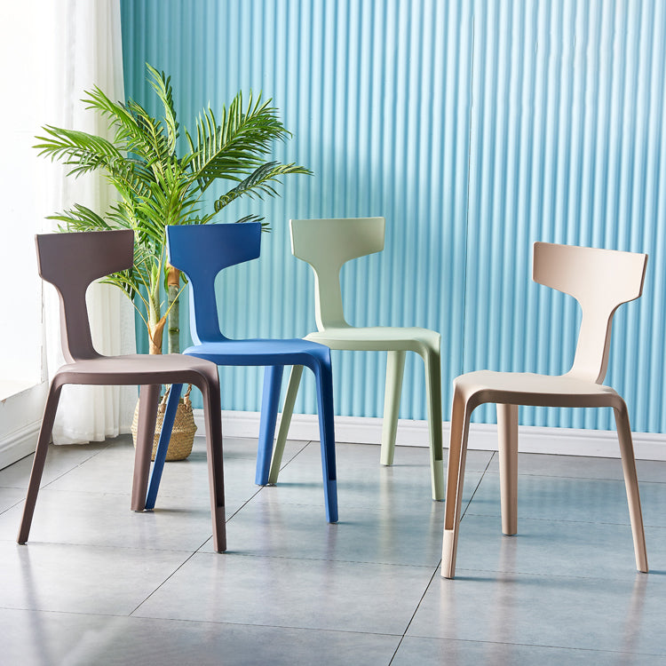 Contemporary Style Side Chair Plastic Slat Back Dining Room Chair for Indoor