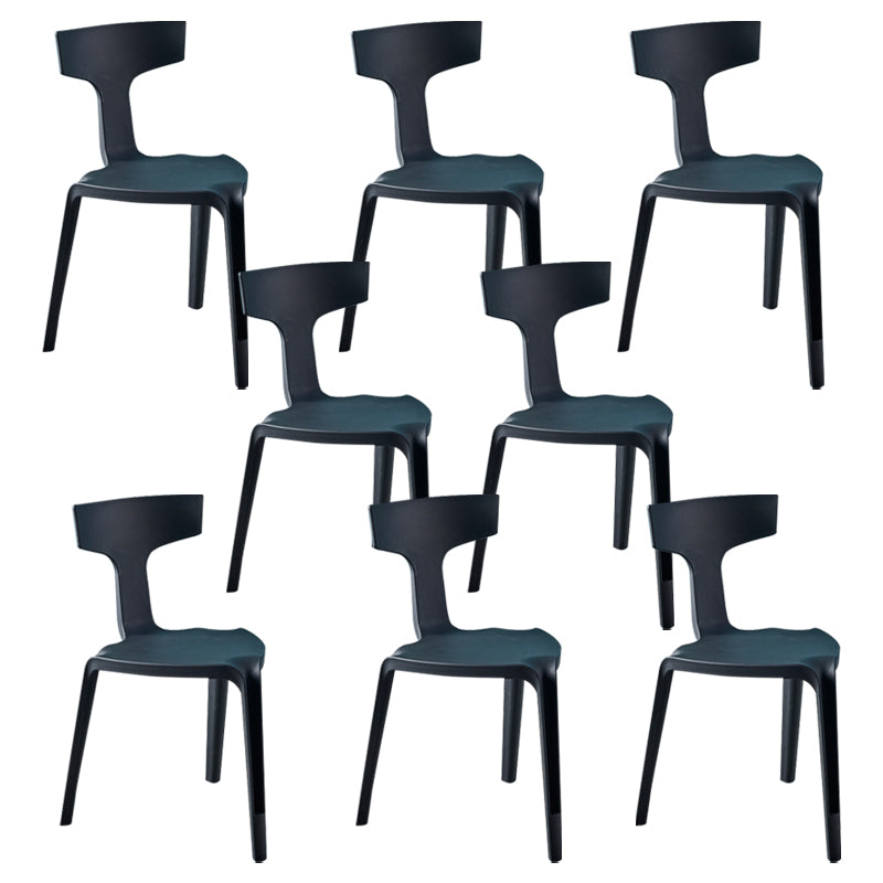 Contemporary Style Side Chair Plastic Slat Back Dining Room Chair for Indoor