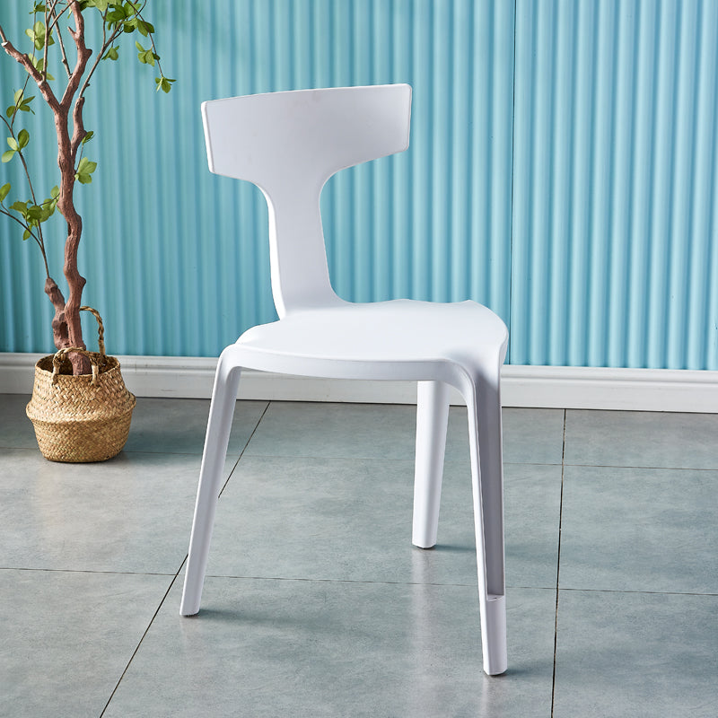 Contemporary Style Side Chair Plastic Slat Back Dining Room Chair for Indoor
