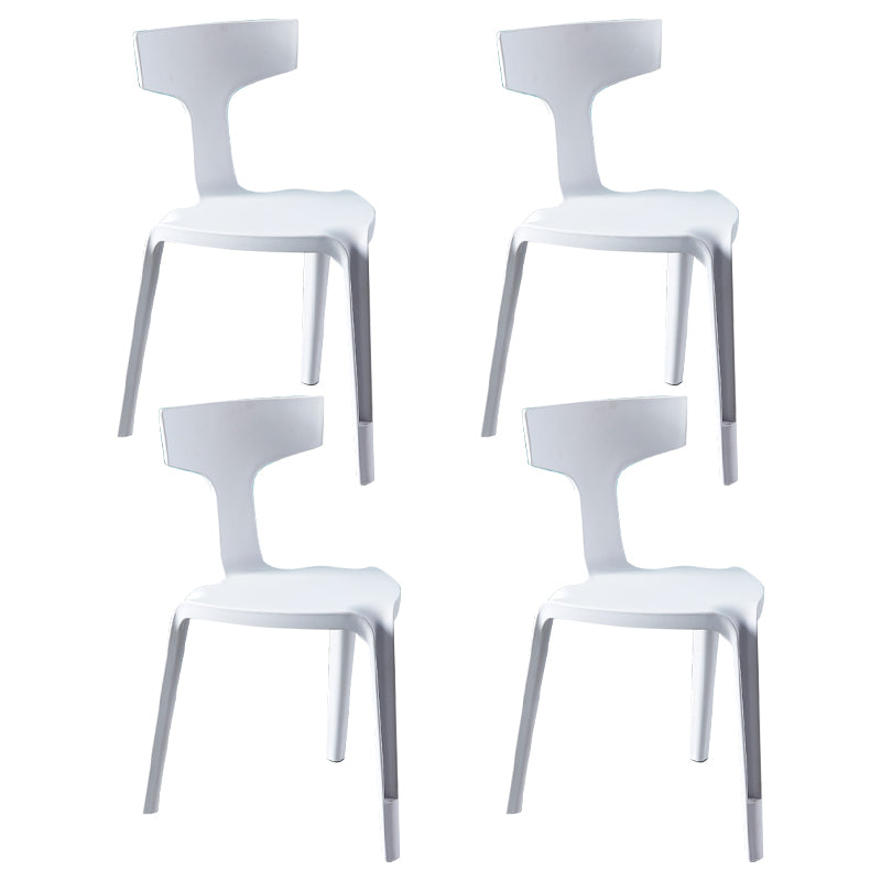 Contemporary Style Side Chair Plastic Slat Back Dining Room Chair for Indoor