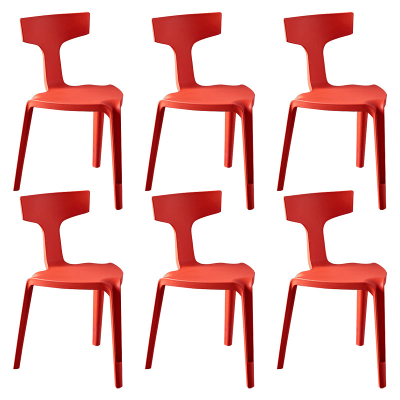 Contemporary Style Side Chair Plastic Slat Back Dining Room Chair for Indoor