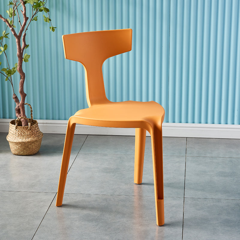 Contemporary Style Side Chair Plastic Slat Back Dining Room Chair for Indoor