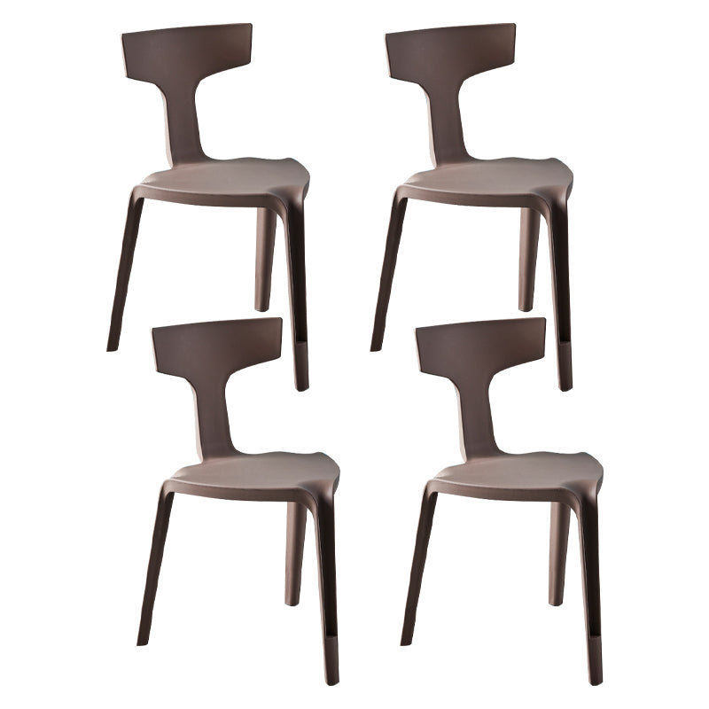 Contemporary Style Side Chair Plastic Slat Back Dining Room Chair for Indoor