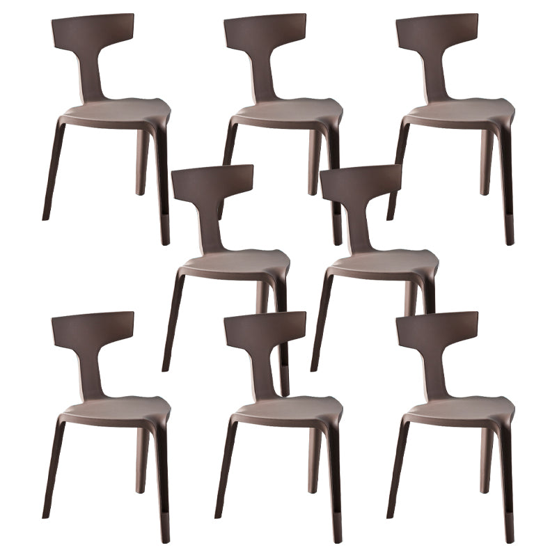 Contemporary Style Side Chair Plastic Slat Back Dining Room Chair for Indoor