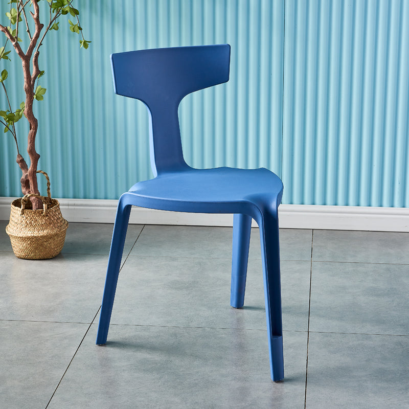 Contemporary Style Side Chair Plastic Slat Back Dining Room Chair for Indoor