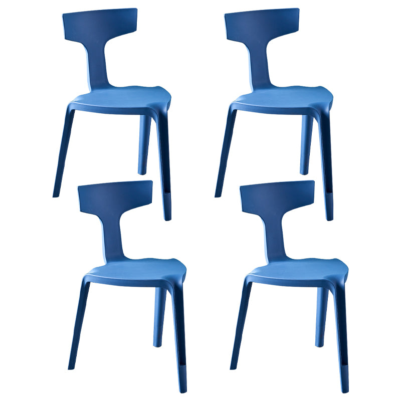 Contemporary Style Side Chair Plastic Slat Back Dining Room Chair for Indoor