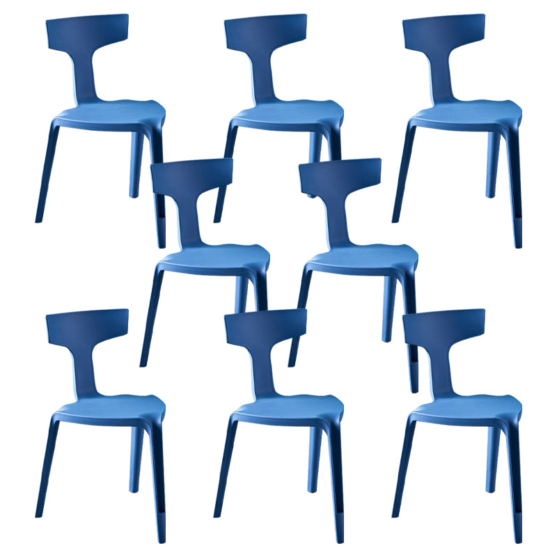 Contemporary Style Side Chair Plastic Slat Back Dining Room Chair for Indoor