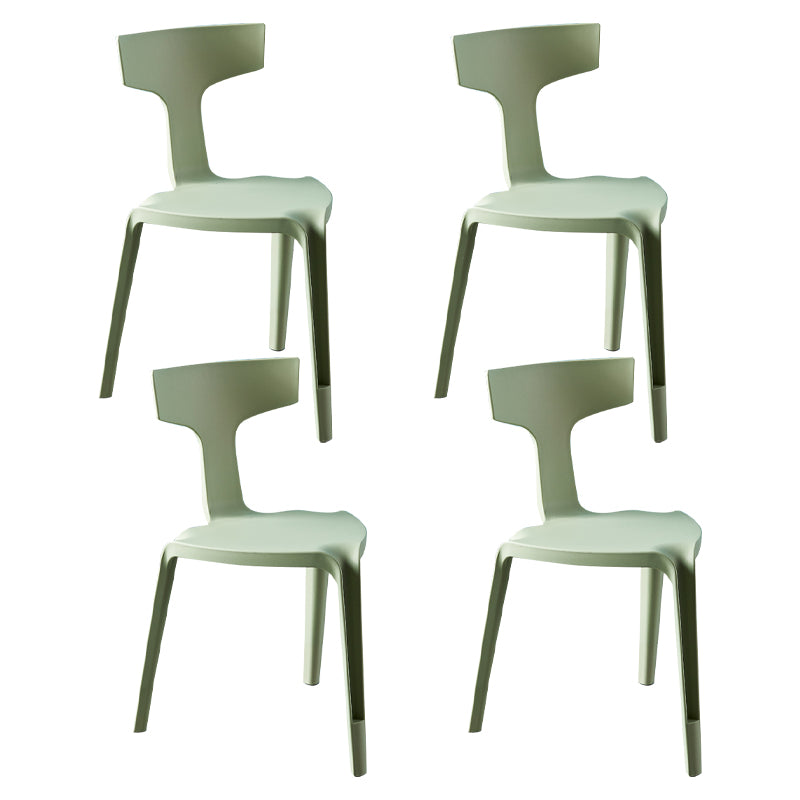 Contemporary Style Side Chair Plastic Slat Back Dining Room Chair for Indoor