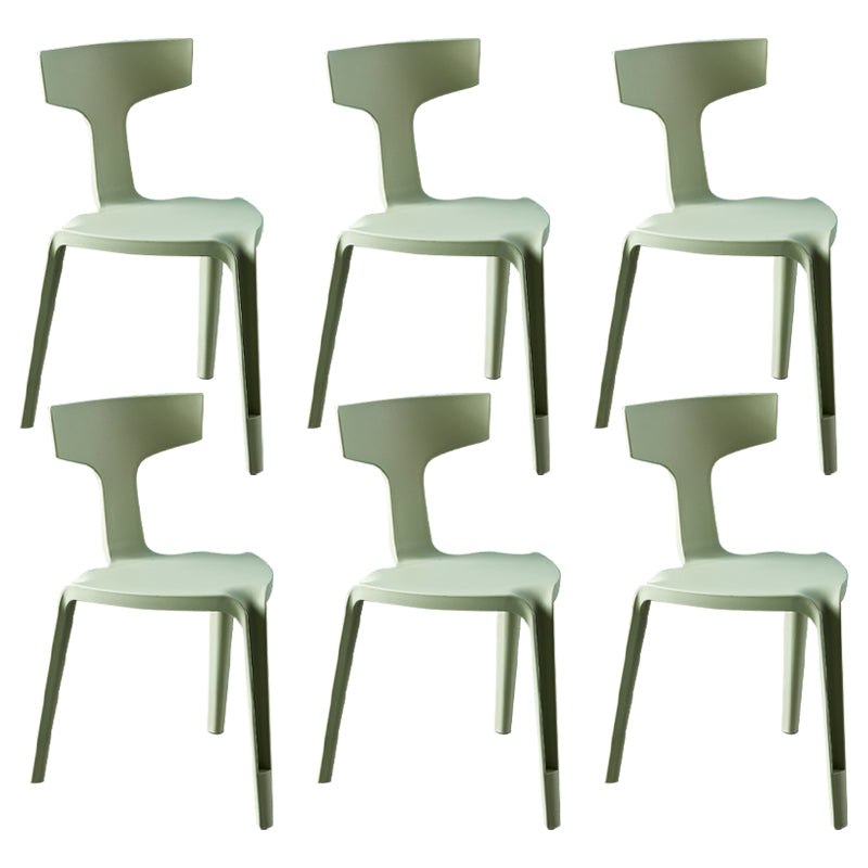 Contemporary Style Side Chair Plastic Slat Back Dining Room Chair for Indoor