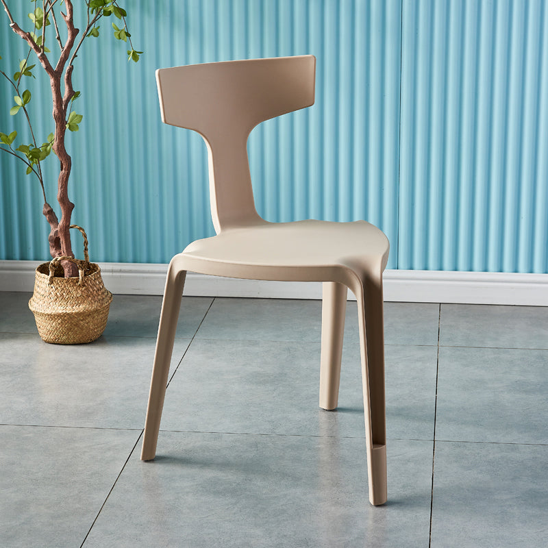 Contemporary Style Side Chair Plastic Slat Back Dining Room Chair for Indoor
