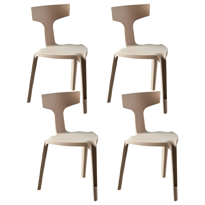 Contemporary Style Side Chair Plastic Slat Back Dining Room Chair for Indoor
