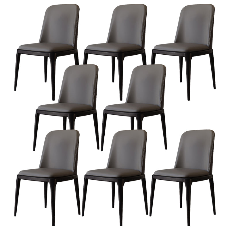 Modern Backrest Armless Leather Chair with Plastic Legs for Dining Room