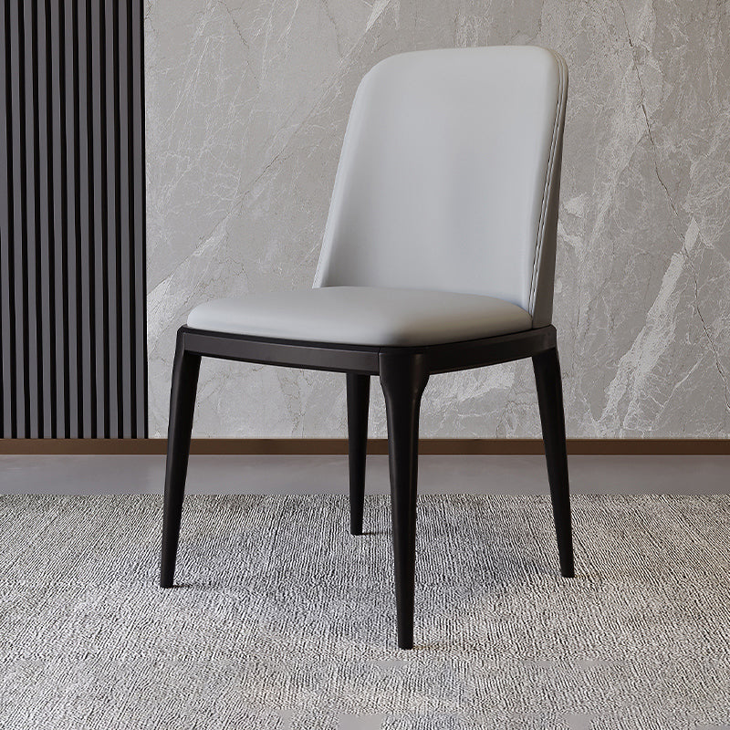 Modern Backrest Armless Leather Chair with Plastic Legs for Dining Room