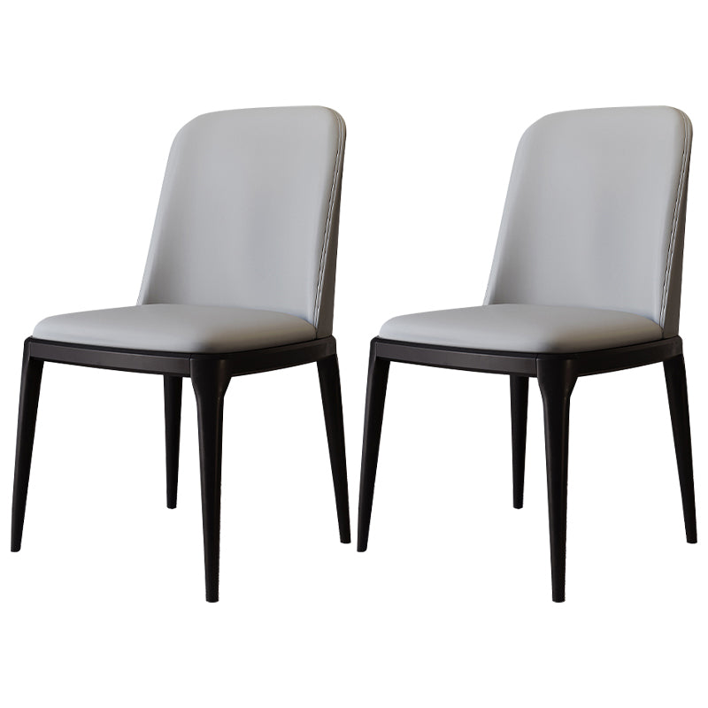 Modern Backrest Armless Leather Chair with Plastic Legs for Dining Room