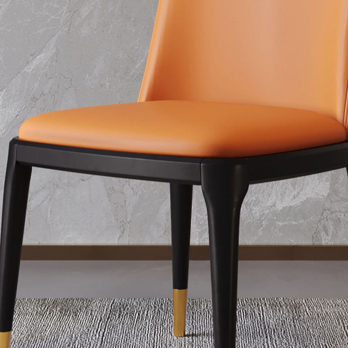 Modern Backrest Armless Leather Chair with Plastic Legs for Dining Room