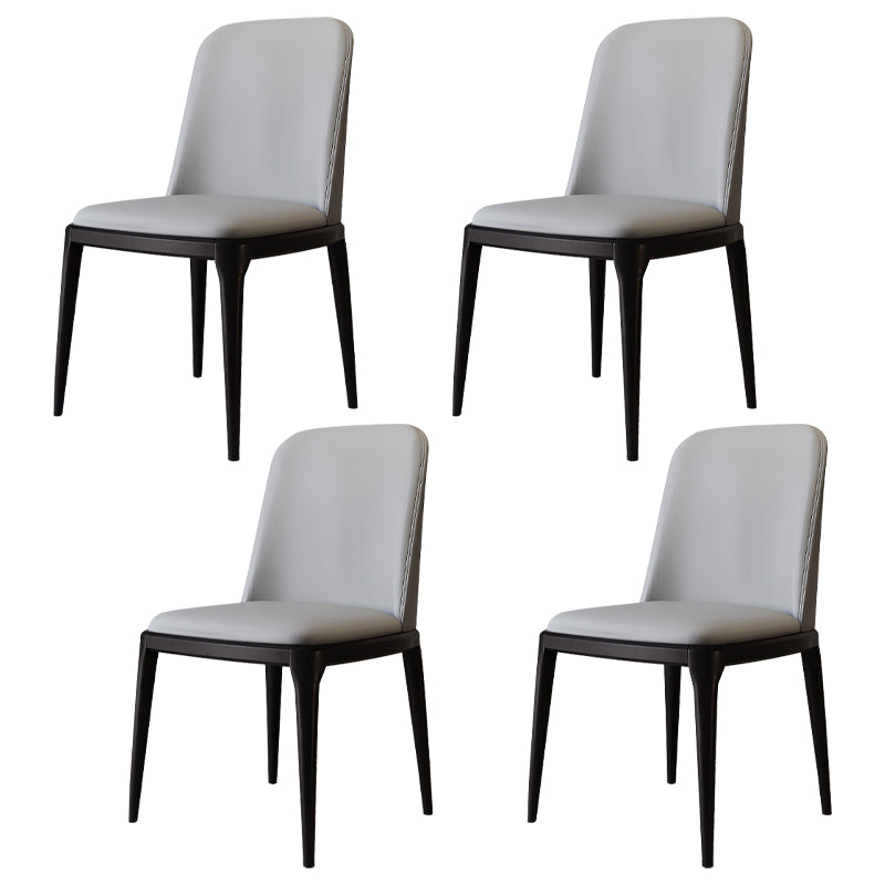 Modern Backrest Armless Leather Chair with Plastic Legs for Dining Room