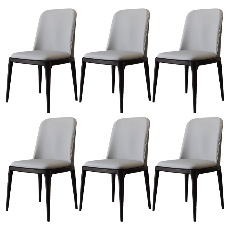 Modern Backrest Armless Leather Chair with Plastic Legs for Dining Room