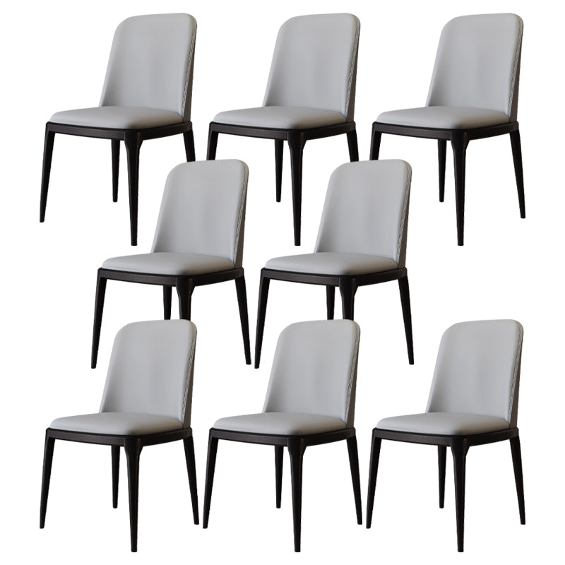 Modern Backrest Armless Leather Chair with Plastic Legs for Dining Room