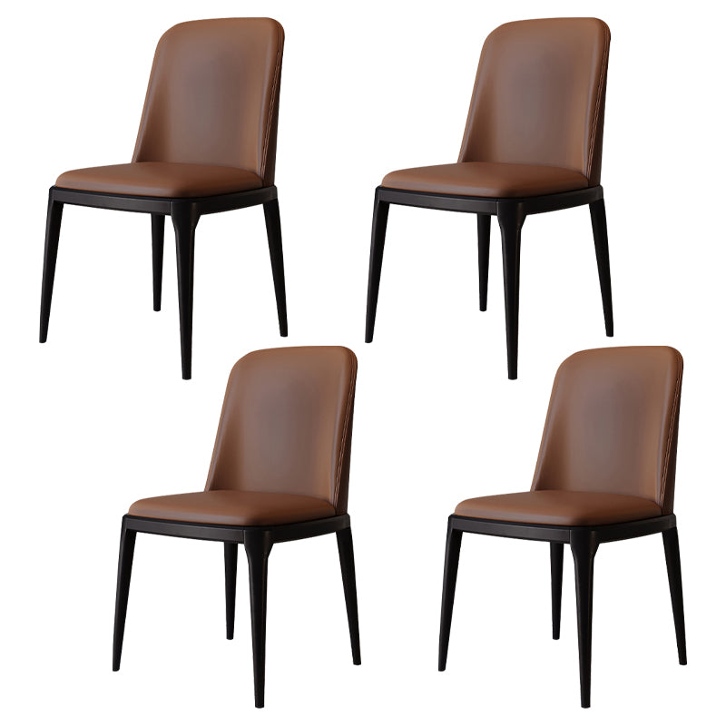 Modern Backrest Armless Leather Chair with Plastic Legs for Dining Room
