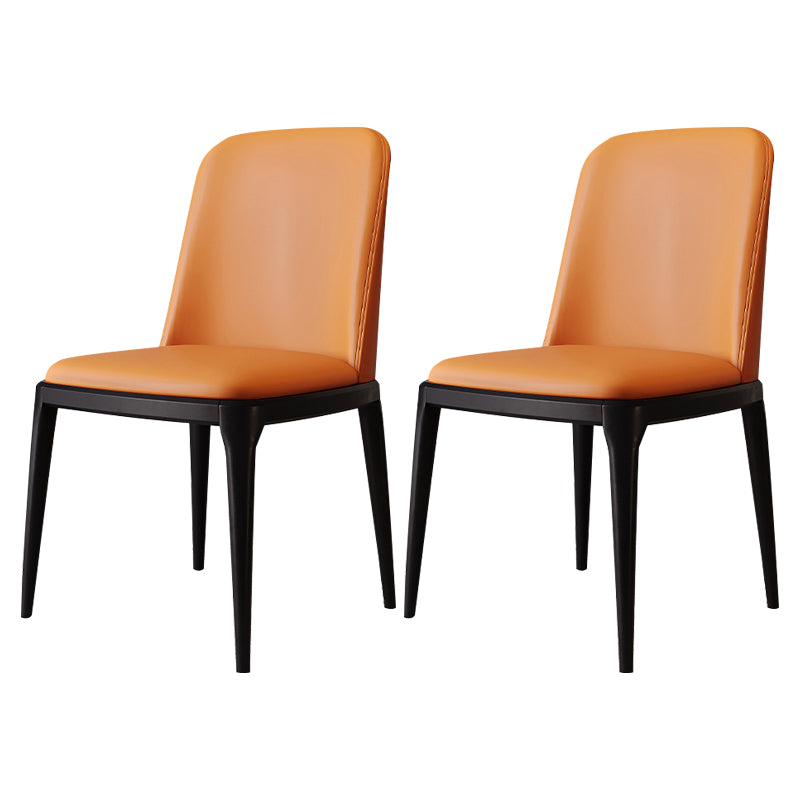 Modern Backrest Armless Leather Chair with Plastic Legs for Dining Room