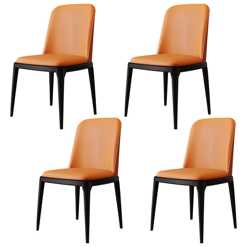 Modern Backrest Armless Leather Chair with Plastic Legs for Dining Room