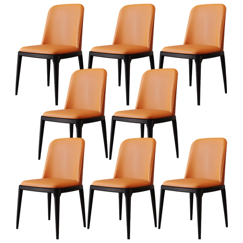 Modern Backrest Armless Leather Chair with Plastic Legs for Dining Room