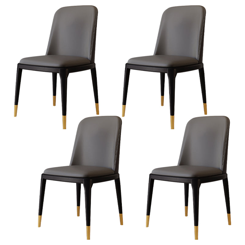 Modern Backrest Armless Leather Chair with Plastic Legs for Dining Room