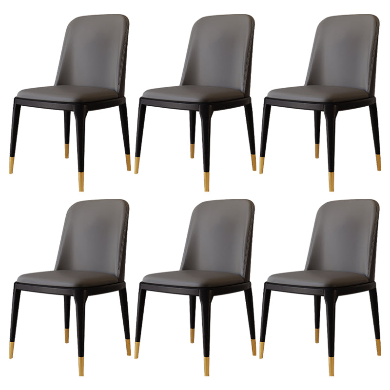 Modern Backrest Armless Leather Chair with Plastic Legs for Dining Room