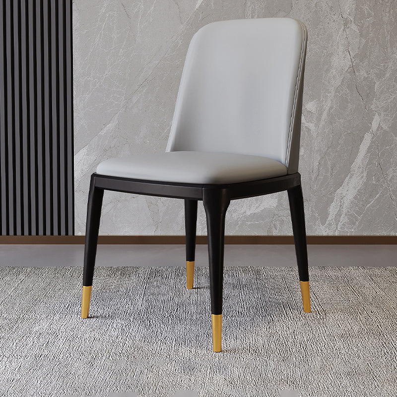 Modern Backrest Armless Leather Chair with Plastic Legs for Dining Room
