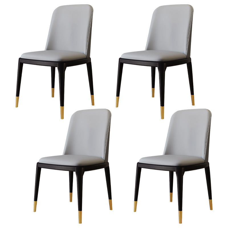 Modern Backrest Armless Leather Chair with Plastic Legs for Dining Room