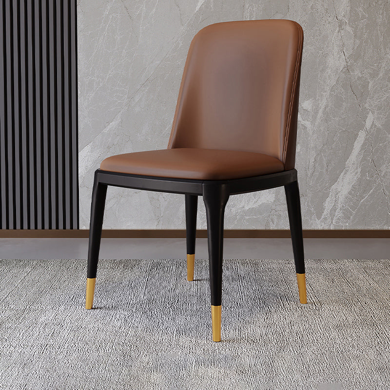 Modern Backrest Armless Leather Chair with Plastic Legs for Dining Room