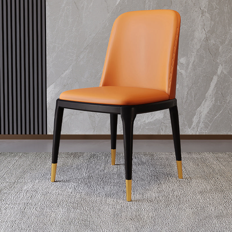Modern Backrest Armless Leather Chair with Plastic Legs for Dining Room