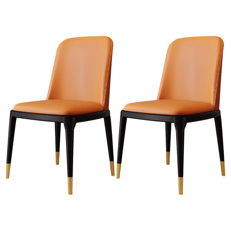 Modern Backrest Armless Leather Chair with Plastic Legs for Dining Room