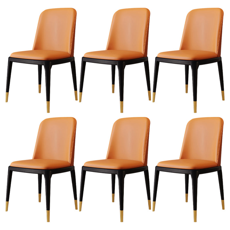 Modern Backrest Armless Leather Chair with Plastic Legs for Dining Room