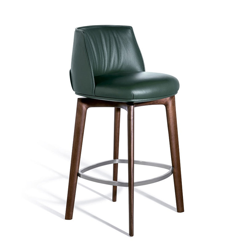 Indoor Upholstered Bar Stool Solid Wood Bar Stool with Footrest