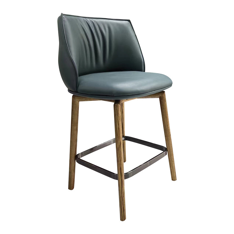 Indoor Upholstered Bar Stool Solid Wood Bar Stool with Footrest
