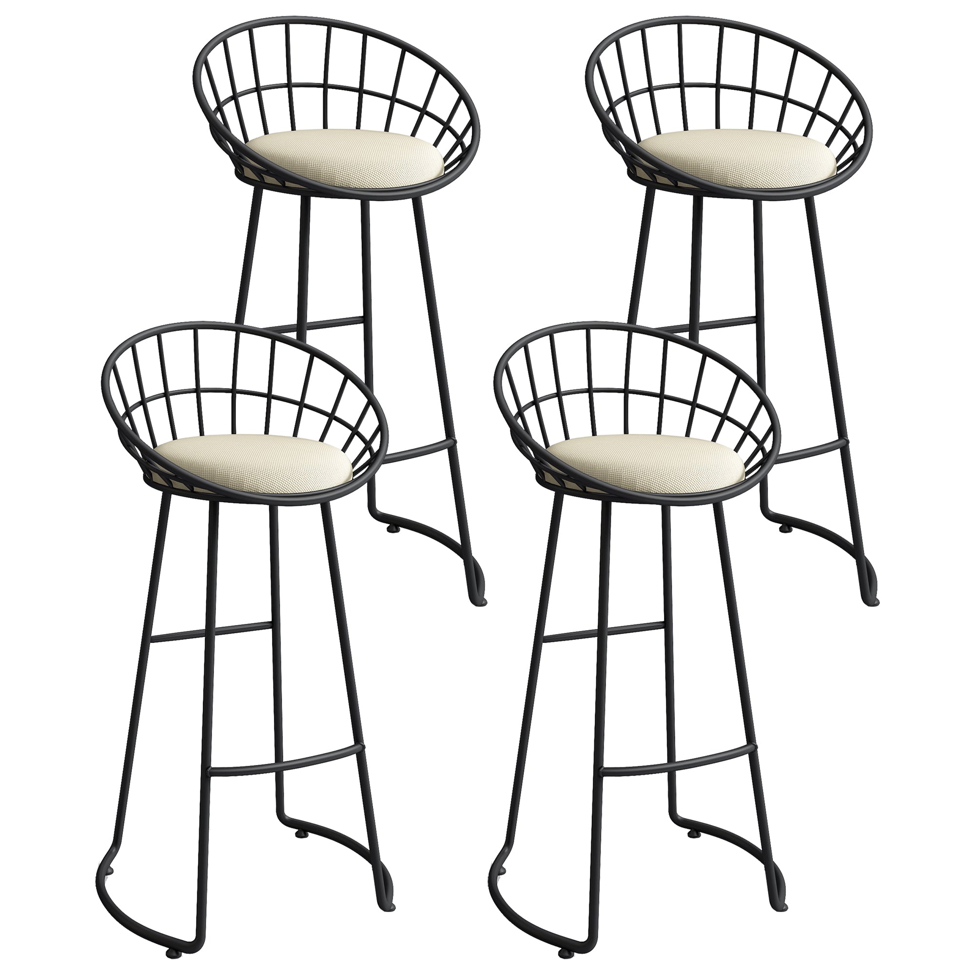 Low Back Bar Stools Glam Metal Dining Stools with Metal Base