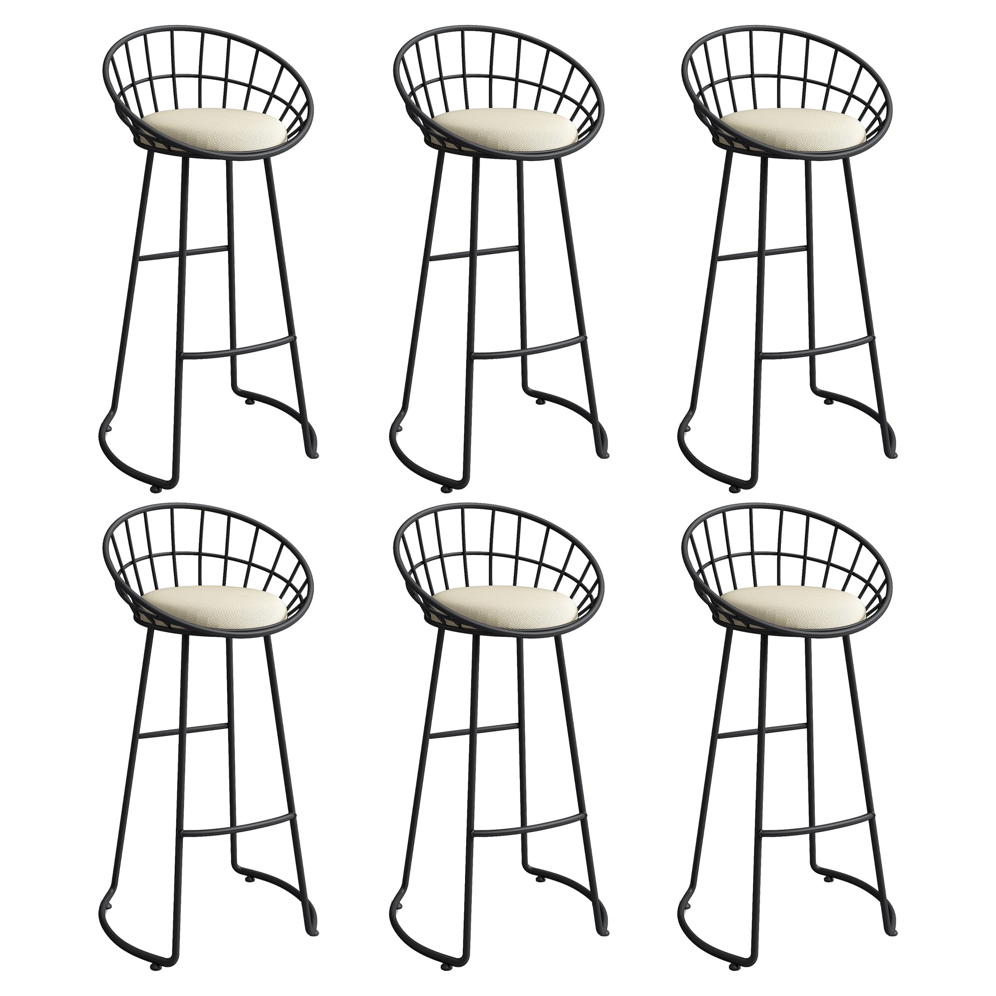 Low Back Bar Stools Glam Metal Dining Stools with Metal Base