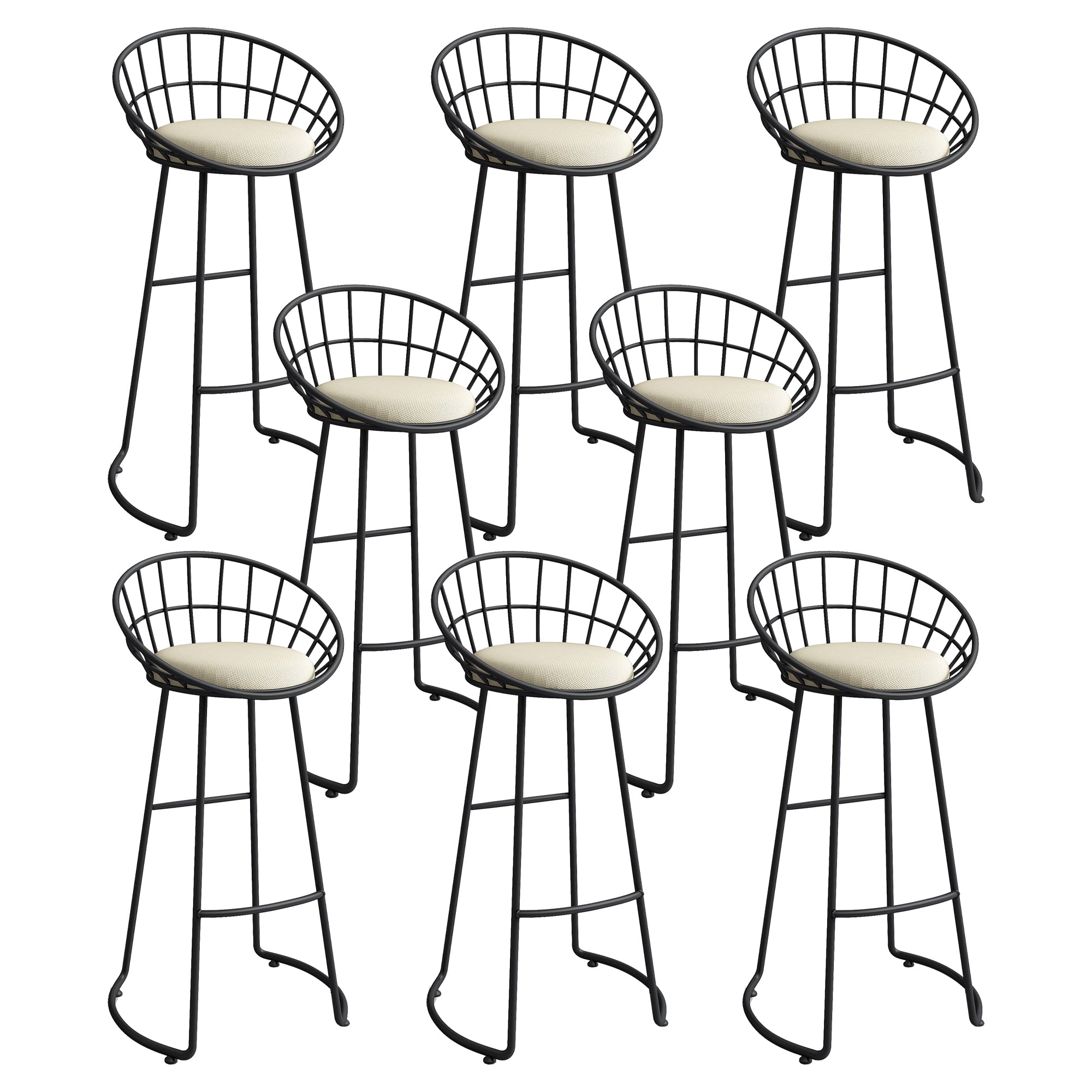 Low Back Bar Stools Glam Metal Dining Stools with Metal Base