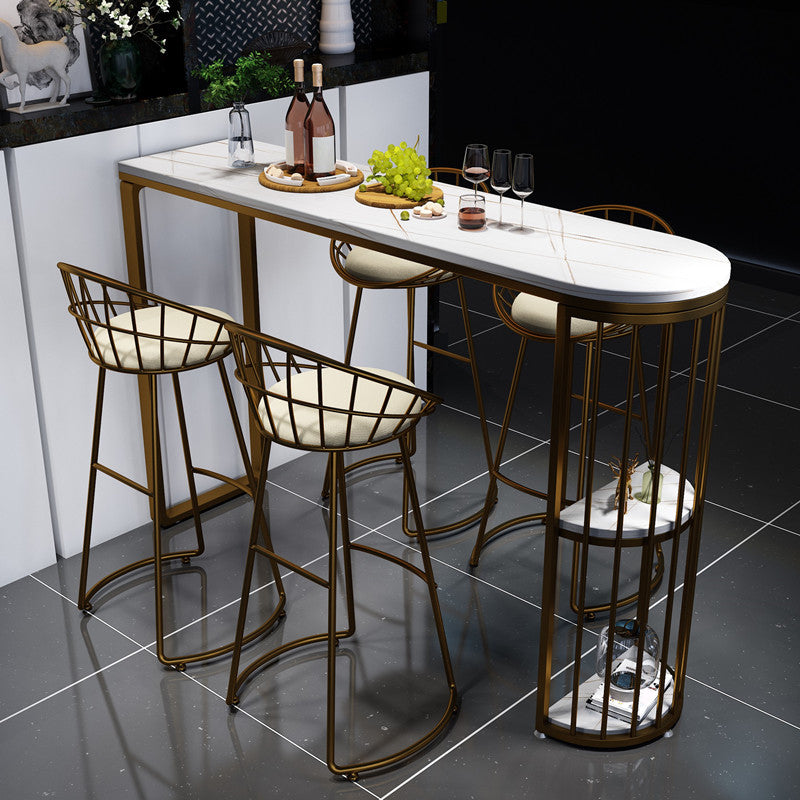 Low Back Bar Stools Glam Metal Dining Stools with Metal Base